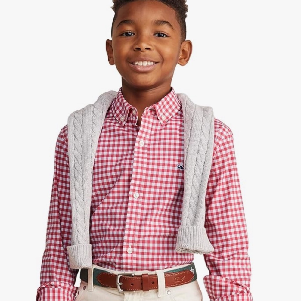 Vineyard Vines Pink Gingham Button Down M